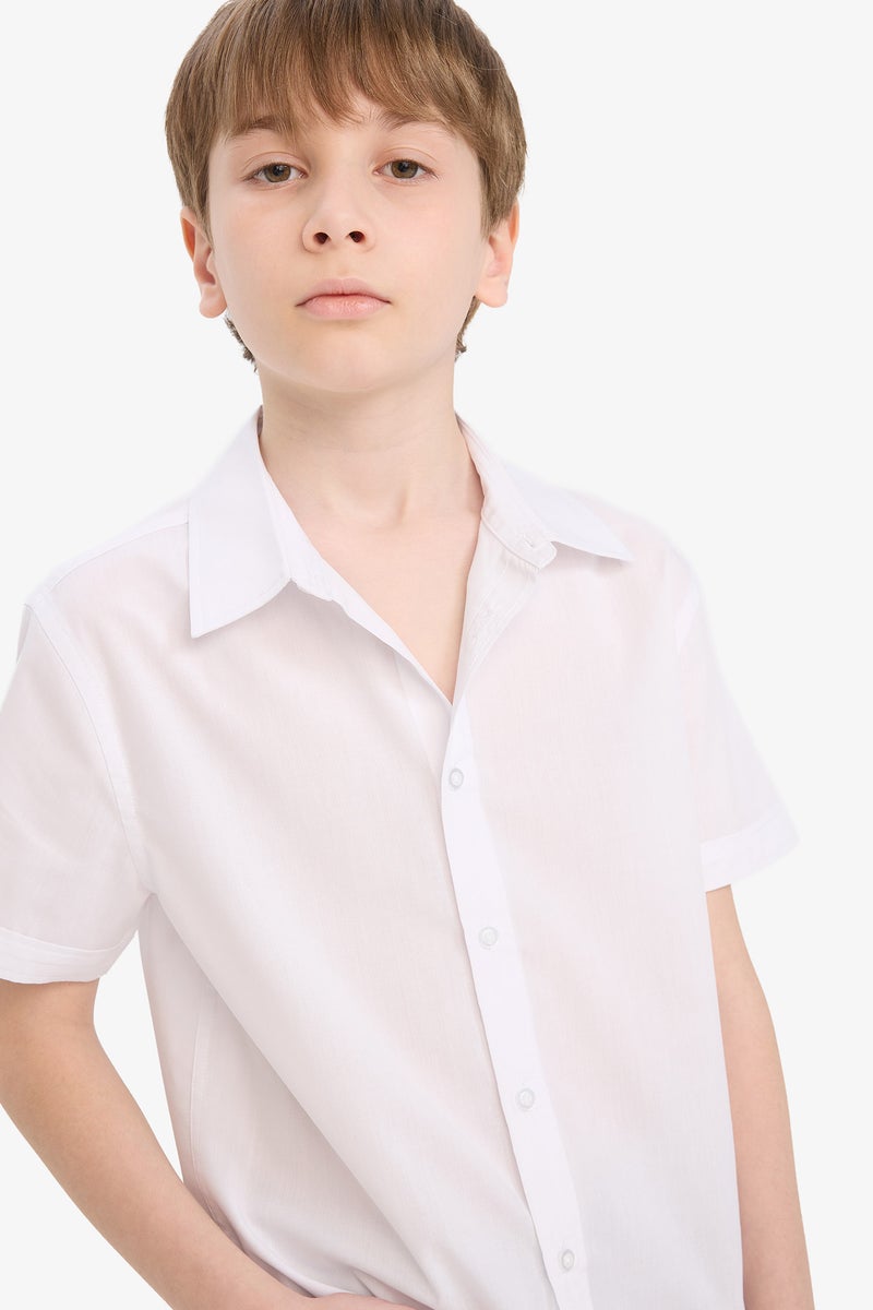DeFacto White Boy Boy Polo Collar Poplin Long Sleeve Shirt Casual - Image 4